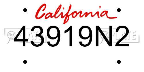 43919N2 California License Plate