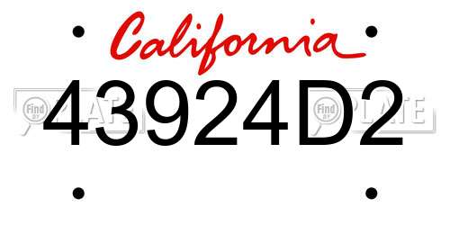 43924D2 California License Plate