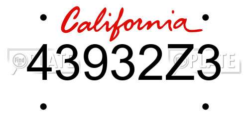 43932Z3 California License Plate