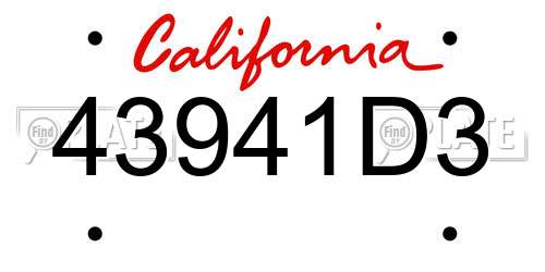43941D3 California License Plate