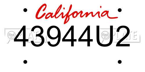 43944U2 California License Plate