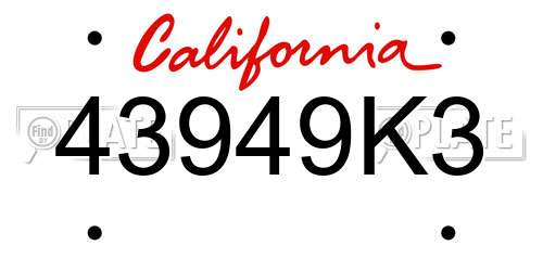 43949K3 California License Plate