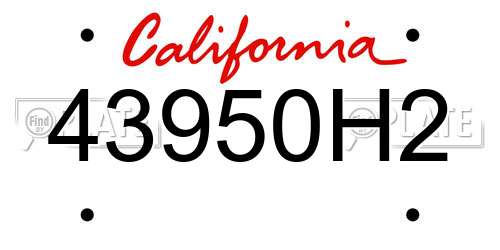 43950H2 California License Plate