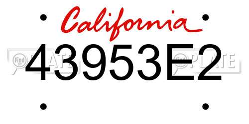 43953E2 California License Plate