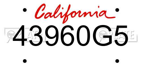 43960G5 California License Plate