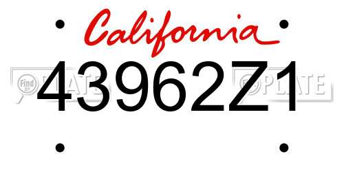 43962Z1 California License Plate
