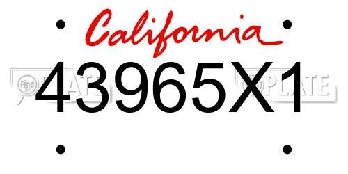 43965X1 California License Plate