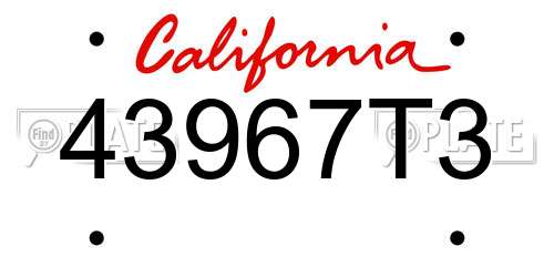 43967T3 California License Plate