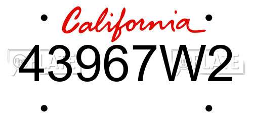 43967W2 California License Plate