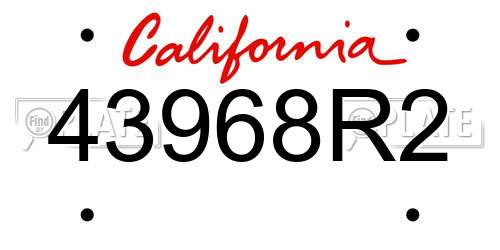 43968R2 California License Plate