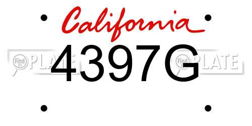 4397G California License Plate