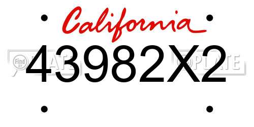 43982X2 California License Plate