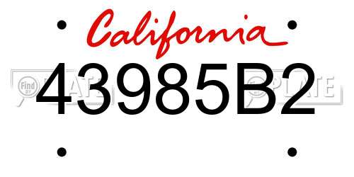 43985B2 California License Plate