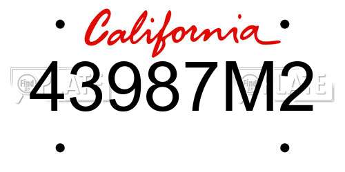 43987M2 California License Plate