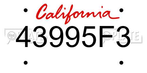 43995F3 California License Plate