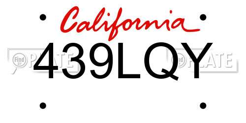 439LQY California License Plate