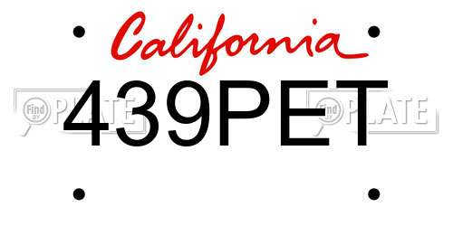 439PET California License Plate