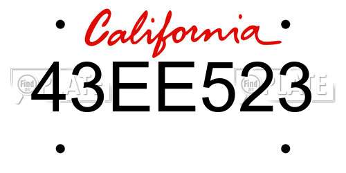 43EE523 California License Plate