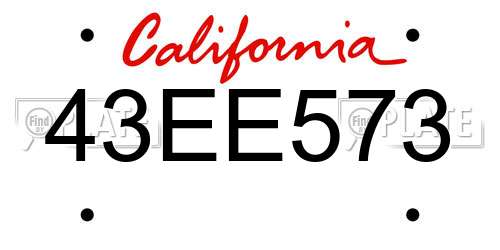 43EE573 California License Plate