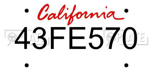43FE570 California License Plate