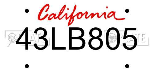 43LB805 California License Plate