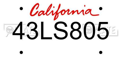 43LS805 California License Plate