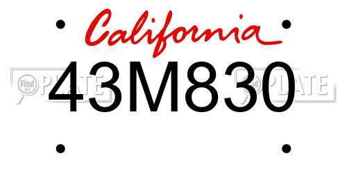 43M830 California License Plate
