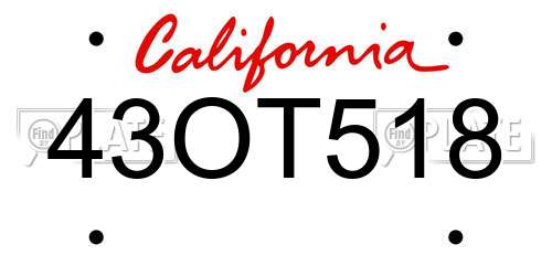 43OT518 California License Plate