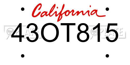 43OT815 California License Plate