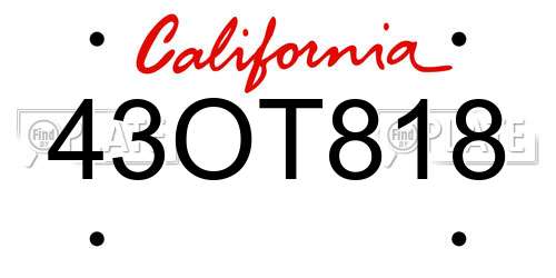43OT818 California License Plate