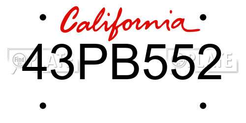 43PB552 California License Plate