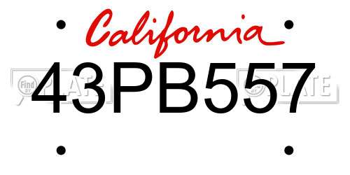 43PB557 California License Plate