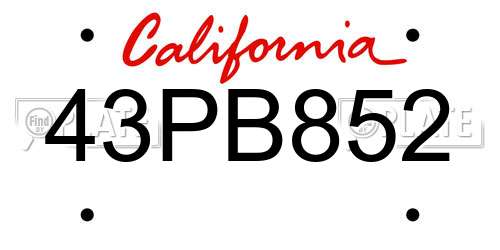 43PB852 California License Plate