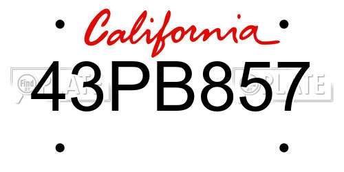43PB857 California License Plate