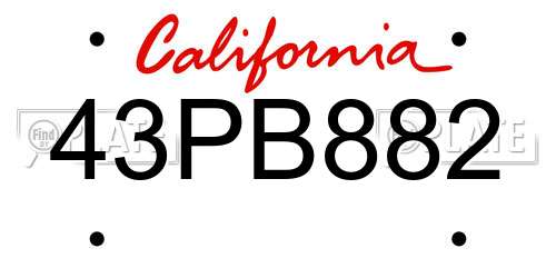 43PB882 California License Plate