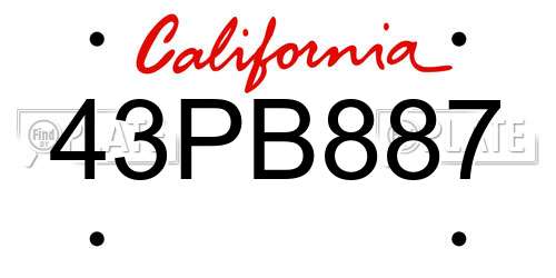 43PB887 California License Plate
