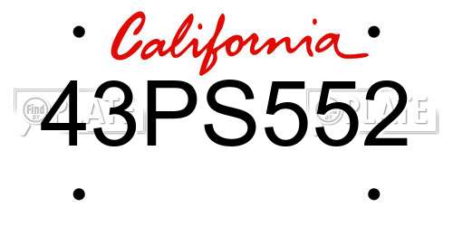 43PS552 California License Plate