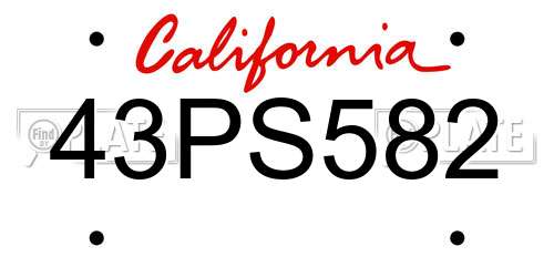 43PS582 California License Plate