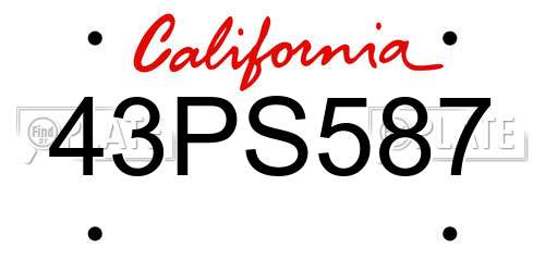 43PS587 California License Plate