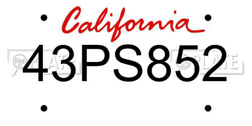 43PS852 California License Plate