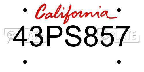 43PS857 California License Plate