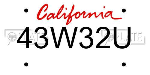 43W32U California License Plate