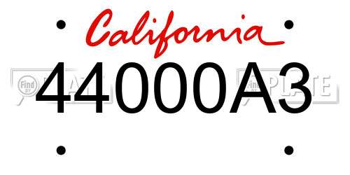 44000A3 California License Plate