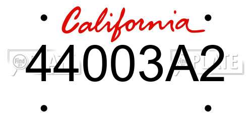 44003A2 California License Plate