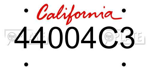 44004C3 California License Plate