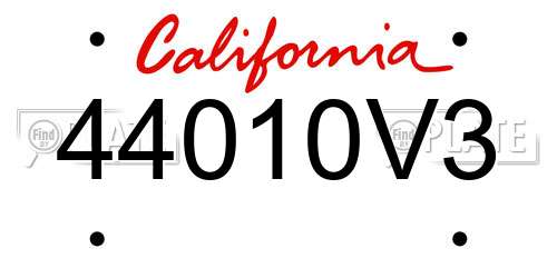 44010V3 California License Plate