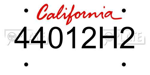 44012H2 California License Plate