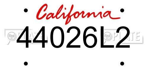 44026L2 California License Plate