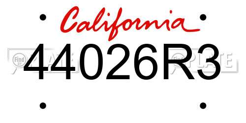 44026R3 California License Plate