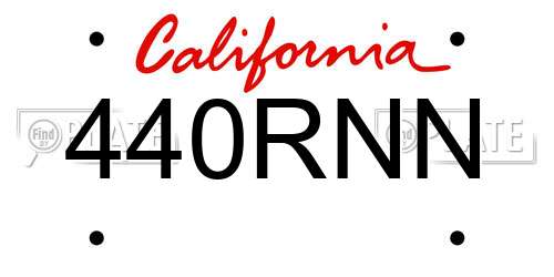 440RNN California License Plate